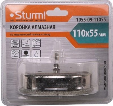 Алмазная коронка для мокрого сверления Sturm 1055-09-11055 по керамике и стеклу