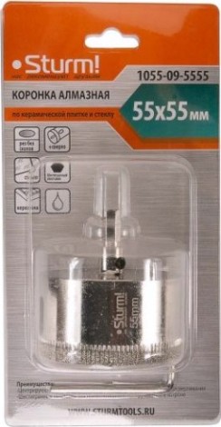 Алмазная коронка для мокрого сверления Sturm 1055-09-5555 по керамике и стеклу Алмазная коронка для мокрого сверления Sturm 1055-09-5555 по керамике и стеклу