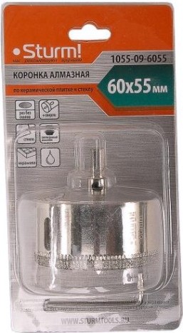 Алмазная коронка для мокрого сверления Sturm 1055-09-6055 по керамике и стеклу Алмазная коронка для мокрого сверления Sturm 1055-09-6055 по керамике и стеклу