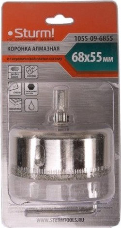 Алмазная коронка для мокрого сверления Sturm 1055-09-6855 по керамике и стеклу