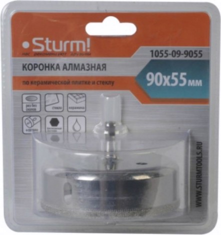 Алмазная коронка для мокрого сверления Sturm 1055-09-9055 по керамике и стеклу