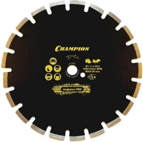 Алмазный диск для резки асфальта CHAMPION Asphafight PRO 300 по бетону,свежий бетон,мягкие блоки) [C1611]