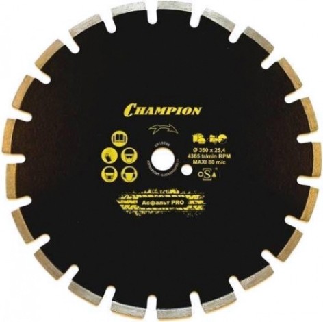 Алмазный диск для резки асфальта CHAMPION Asphafight PRO 350 по бетону,свежий бетон,мягкие блоки) [C1610]