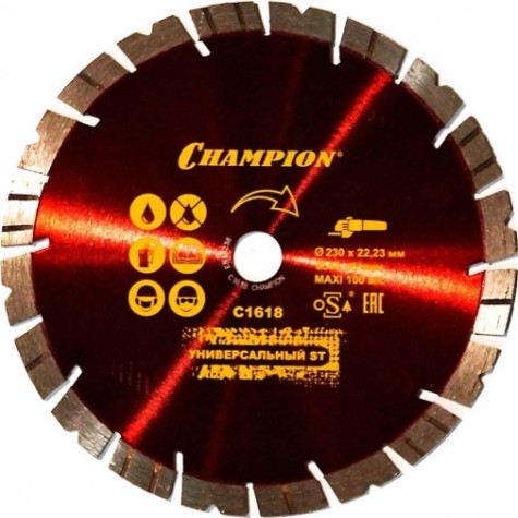 Алмазный диск универсальный CHAMPION Fast Gripper Standart 230 (кирпич, тротуарная плитка) [C1618]
