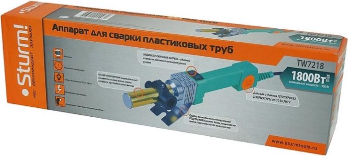 Аппарат для сварки полипропиленовых труб Sturm TW7218 Аппарат для сварки полипропиленовых труб Sturm TW7218