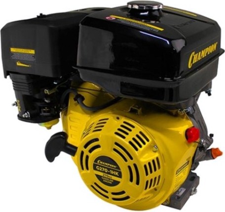 Бензиновый двигатель CHAMPION G270-1HK (9лс/6,6квт 270см³ 25,4мм шпонка 24,6кг)