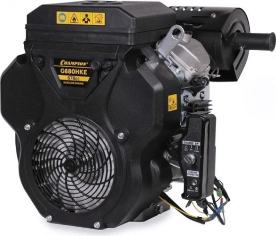 Бензиновый двигатель CHAMPION G680HKE (21лс/15,5квт 678см³ 25мм 48кг шпонка, эл.стартер,