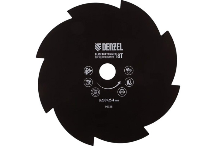 Диск кустореза Denzel 230х25,4 толщина 1,6 мм, 8 лезвий [96328]