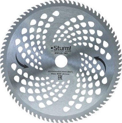Диск кустореза Sturm BT8952D-1001 255ммx25, 4x80, с твердосплавными напайками