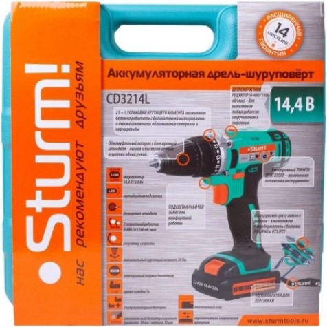 Дрель-шуруповерт аккумуляторная Sturm CD3214L Дрель-шуруповерт аккумуляторная Sturm CD3214L
