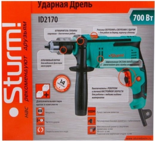 Дрель ударная сетевая Sturm ID2170 Дрель ударная сетевая Sturm ID2170