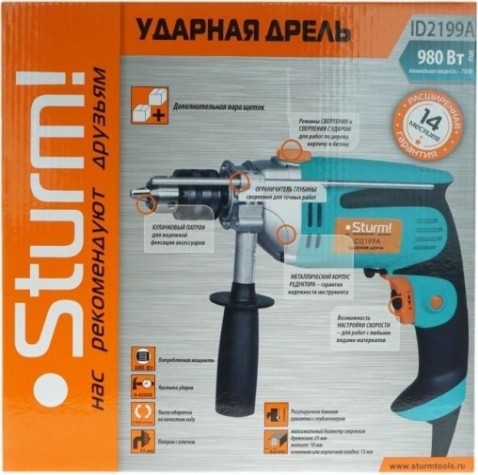 Дрель ударная сетевая Sturm ID2199A Дрель ударная сетевая Sturm ID2199A