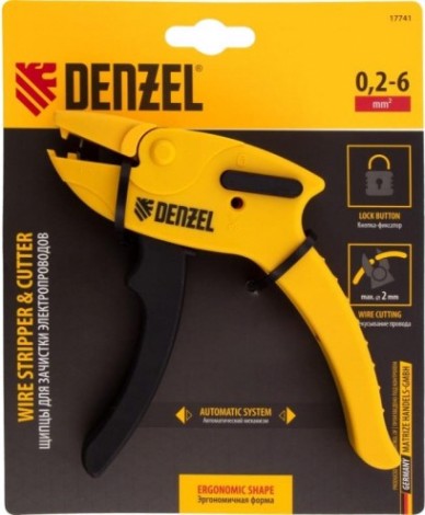 Инструмент для снятия изоляции Denzel 17741 сечением 0,2-6 мм2, функция обрезания проводов Инструмент для снятия изоляции Denzel 17741 сечением 0,2-6 мм2, функция обрезания проводов