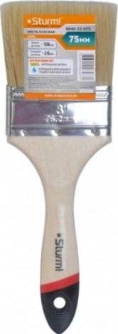 Кисть флейцевая Sturm 9040-22-075 3" (75мм), натуральная щетина, деревянная ручка Кисть флейцевая Sturm 9040-22-075 3" (75мм), натуральная щетина, деревянная ручка
