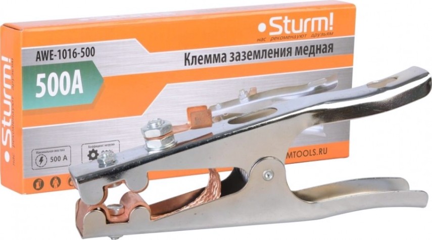 Kлемма заземления Sturm AWE-1016-500 500А маленькая Kлемма заземления Sturm AWE-1016-500 500А маленькая