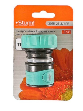 Коннектор Sturm 3015-21-3/4AS быстросъемный соединитель для шланга 3/4" аквастоп Коннектор Sturm 3015-21-3/4AS быстросъемный соединитель для шланга 3/4" аквастоп