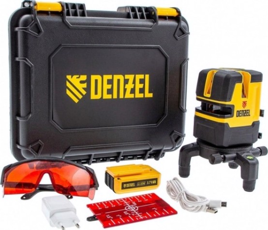 Лазерный уровень Denzel LX 05 Red 20 м, 635 нм, акк. li 5200 mah, резьба 5/8" [35071]