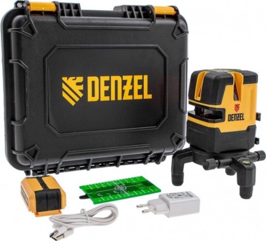 Лазерный уровень Denzel LX 06 Green 30 м, 520 нм, акк. li 5200 mah, резьба 5/8" [35072]