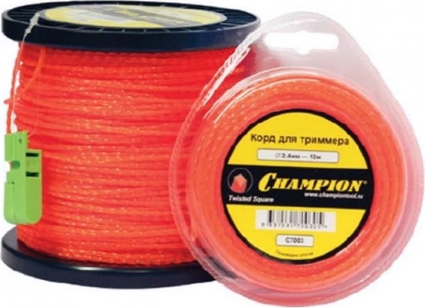 Леска триммерная CHAMPION C5061 square twist duo 3.0мм*168м (витой квадрат)+нож