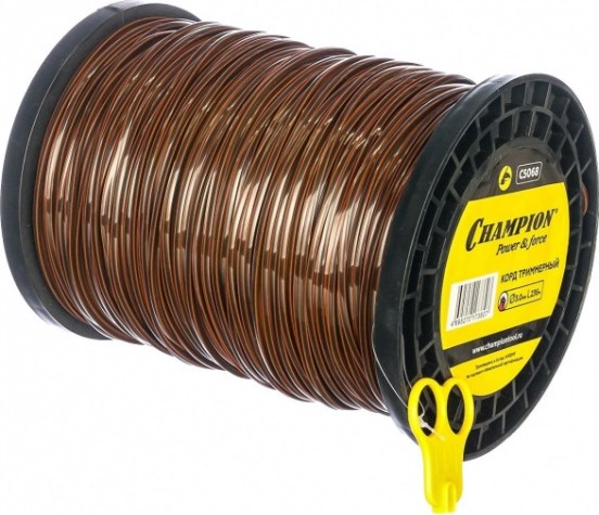 Леска триммерная CHAMPION C5068 nylplus square 3.0мм*236м (квадрат)+нож