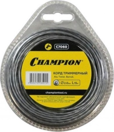 Леска триммерная CHAMPION C7060 alu twist 2.0мм*15м (витой)