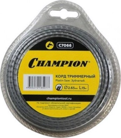 Леска триммерная CHAMPION C7066 platin saw 2.65мм*15м (зубчатый)