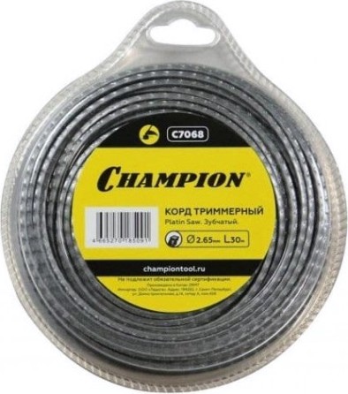 Леска триммерная CHAMPION C7068 platin saw 2.65мм*30м (зубчатый)