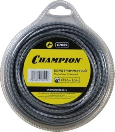 Леска триммерная CHAMPION C7069 platin saw 3.0мм*24м (зубчатый)