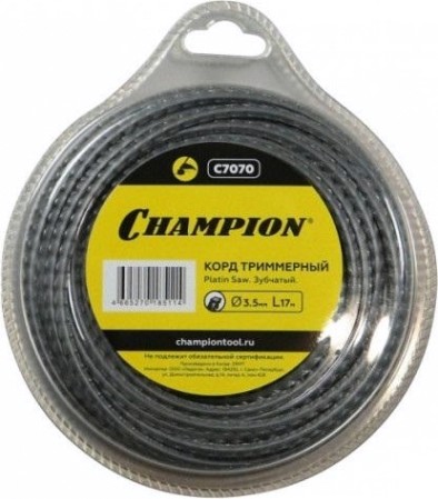 Леска триммерная CHAMPION C7070 platin saw 3.5мм*17м (зубчатый)