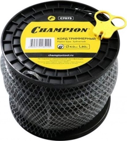 Леска триммерная CHAMPION C7073 platin saw 4.0мм*80м (зубчатый)+нож