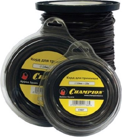 Леска триммерная CHAMPION Nylplus Square 2.4мм/ 74м квадрат + нож (C5066) [C5066]