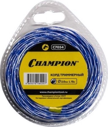 Леска триммерная CHAMPION Sky-cutter 2.0мм/ 15м витой квадрат (C7054) [C7054]
