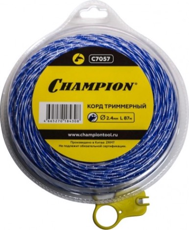 Леска триммерная CHAMPION Sky-cutter 2.4мм/ 87м витой квадрат (C7057) [C7057]