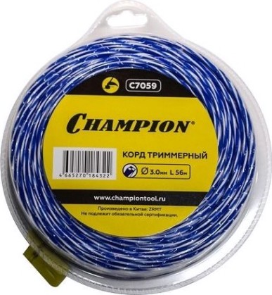 Леска триммерная CHAMPION Sky-cutter 3.0мм/ 56м витой квадрат (C7059) [C7059]