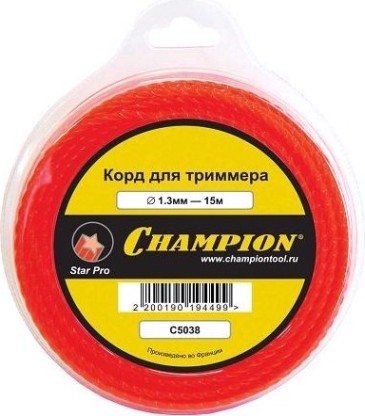 Леска триммерная CHAMPION Star Pro 1.3мм/ 15м звезда (C5038) [C5038]