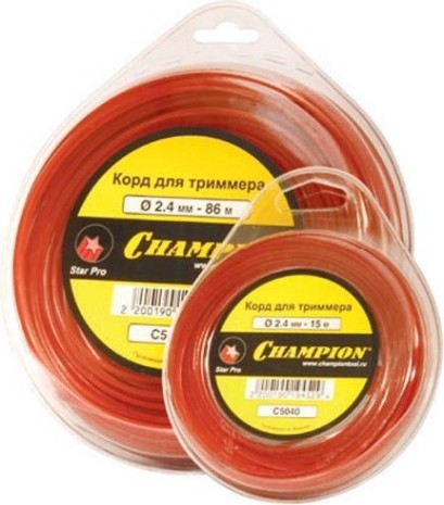 Леска триммерная CHAMPION Star Pro 2.0мм/ 15м звезда (C5039) [C5039]