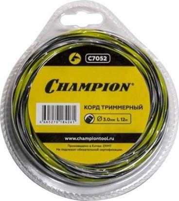 Леска триммерная CHAMPION Tornado 3.0мм/ 12м витой квадрат (C7052) [C7052]