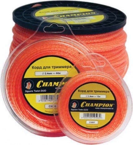 Леска триммерная CHAMPION Twisted Square 2.4мм/ 40м витой квадрат (C7006) [C7006]