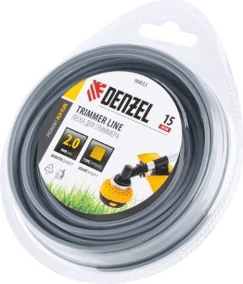 Леска триммерная Denzel ALUFLEX армированная алюминием квадратная, 2,0 мм х15 м. [96833]