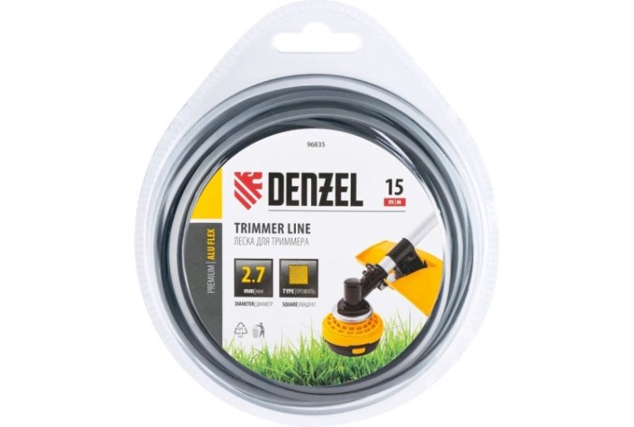 Леска триммерная Denzel ALUFLEX армированная алюминием квадратная, 2,7 мм х 15 м. [96835]