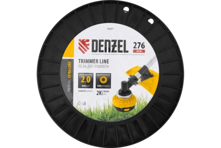 Леска триммерная Denzel EXTRA CORD двухкомпонентная круглая, 2,0 мм х 276 м. [96807]