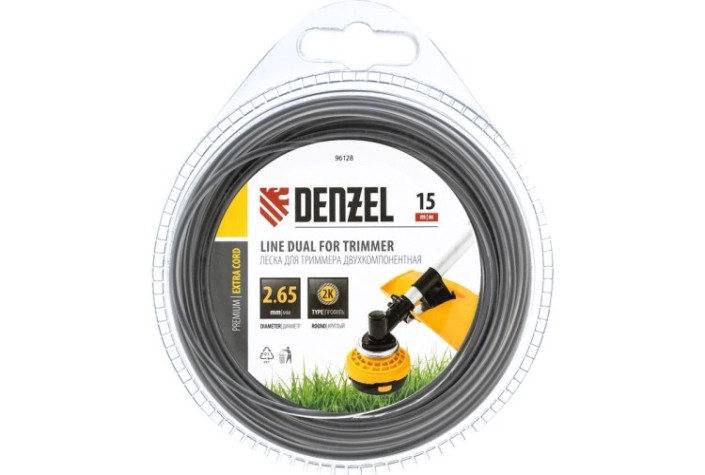 Леска триммерная Denzel EXTRA CORD двухкомпонентная круглая 2,65 мм 15 м. [96128]