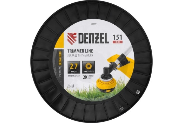Леска триммерная Denzel EXTRA CORD двухкомпонентная круглая, 2,7 мм х 151 м. [96809]