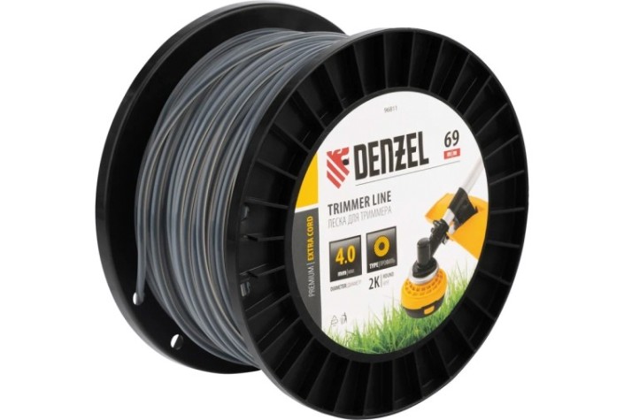 Леска триммерная Denzel EXTRA CORD двухкомпонентная круглая, 4,0 мм х 69 м. [96811]