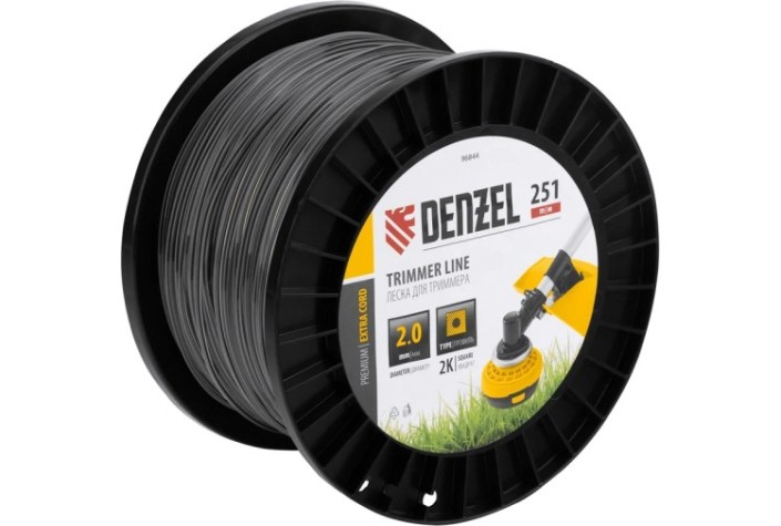 Леска триммерная Denzel EXTRA CORD двухкомпонентная квадрат, 2,0 мм х 251 м. [96844]