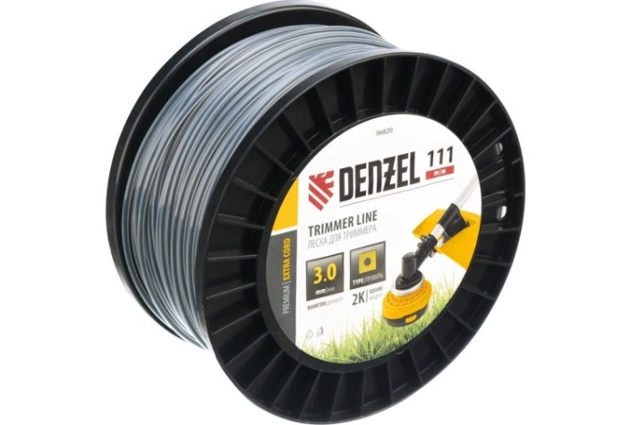 Леска триммерная Denzel EXTRA CORD двухкомпонентная квадрат, 3,0 мм х 111 м. [96820]