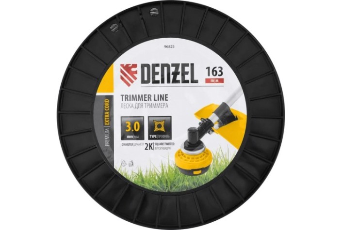 Леска триммерная Denzel EXTRA CORD двухкомпонентная витой квадрат, 3,0 мм х 163 м. [96825]