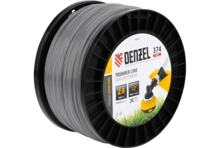 Леска триммерная Denzel EXTRA CORD двухкомпонентная звезда, 2,0 мм х 374 м. [96812]