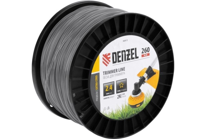 Леска триммерная Denzel EXTRA CORD двухкомпонентная звезда, 2,4 мм х 260 м. [96813]