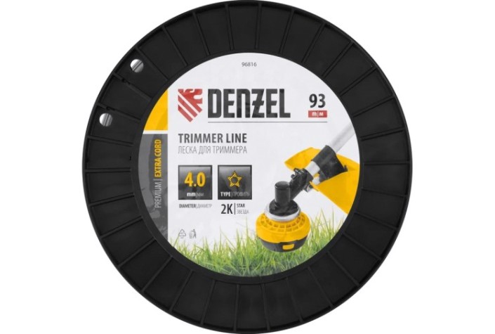 Леска триммерная Denzel EXTRA CORD двухкомпонентная звезда, 4,0 мм х 93 м. [96816]